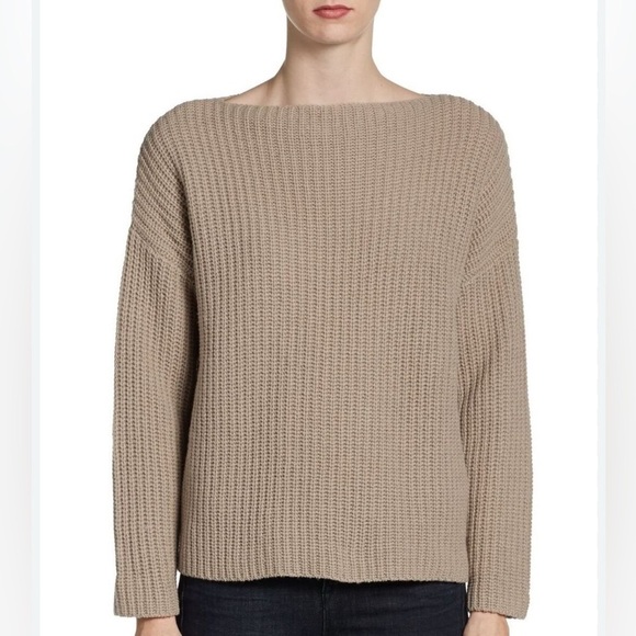 Vince Sweaters - Vince Brown Boatneck Yak Wool Knit Cropped Sweater Size XS